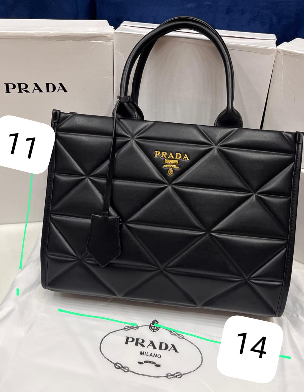 Prada Rexine Tote Bag for Women (Black)