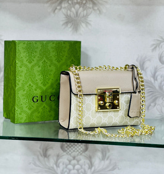 Gucci Padlock Master Quality Crossbody Bag with Lock and Key (Beige)