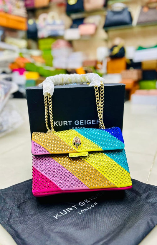 Kurt Geiger Official Model Bag for Women (blue+yellow+pink)