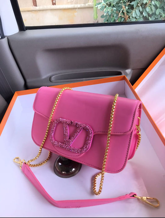 Valentino Imported Rexine Bag for Women (Pink)