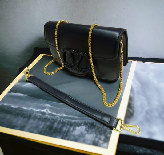 Valentino Imported Rexine Bag for Women (Black)