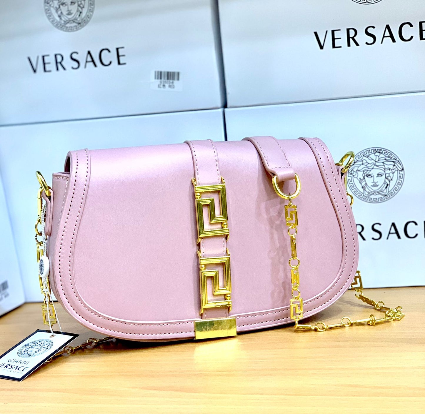 Versace Greca Goddess Shoulder Bag for Women (Pink)