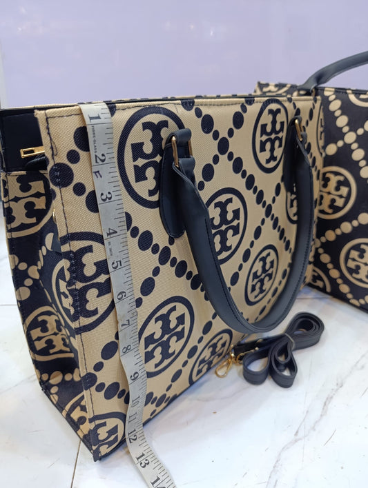 Tory Burch High-Quality Master Class Casual Tote Bag (Beige/Black 1)