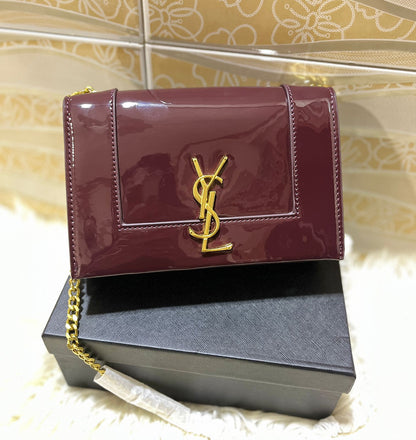 Saint Laurent Kate Small YSL Crossbody Bag  (Maroon)