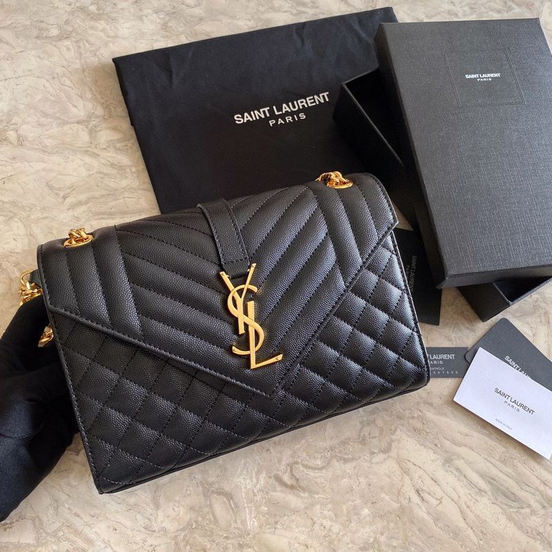 YSL Crossbody Bag with Long Chain - Luxury Accessory (Black)