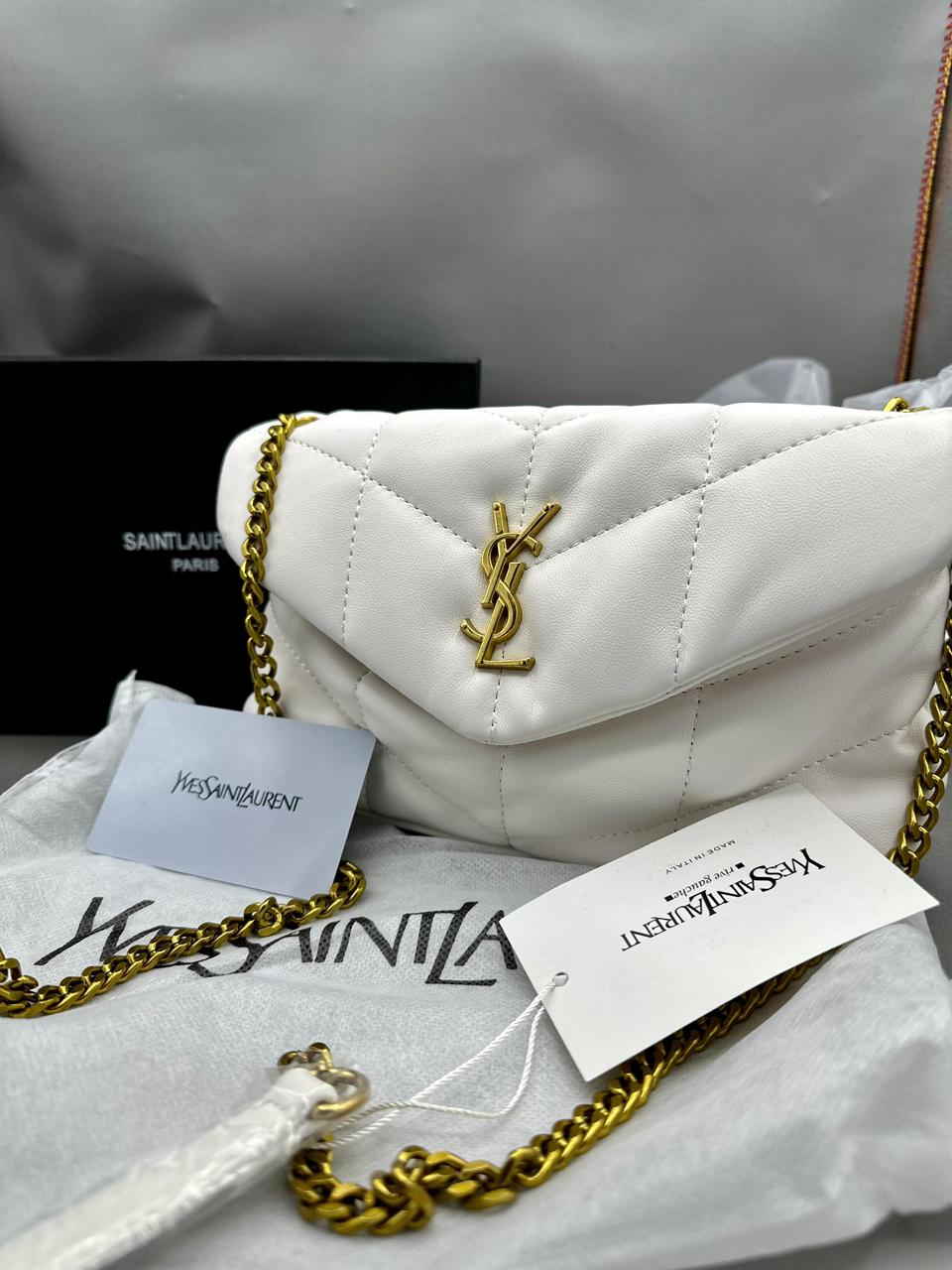 YSL Premium Women’s Bag – Luxury with Complete Box Packaging (White 1)