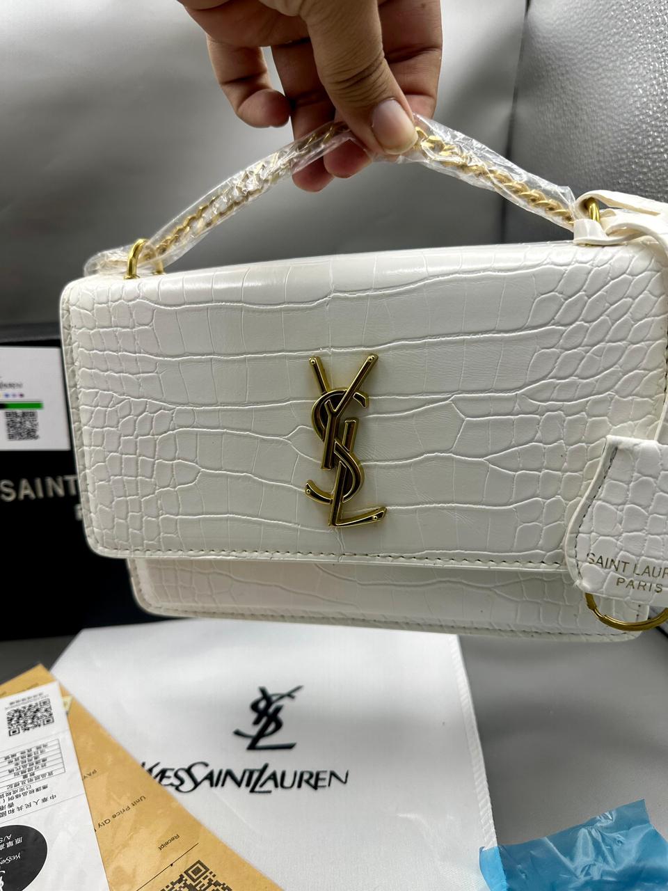 YSL Premium Women’s Bag – Luxury with Complete Box Packaging (White 3)