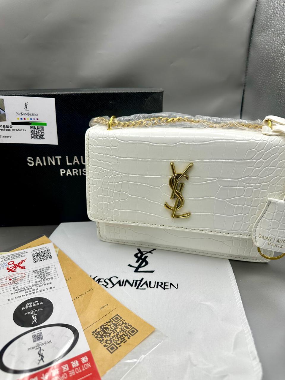 YSL Premium Women’s Bag – Luxury with Complete Box Packaging (White 3)