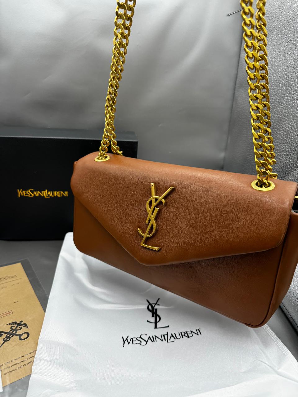 YSL Premium Women’s Bag – Luxury with Complete Box Packaging (Brown 3)