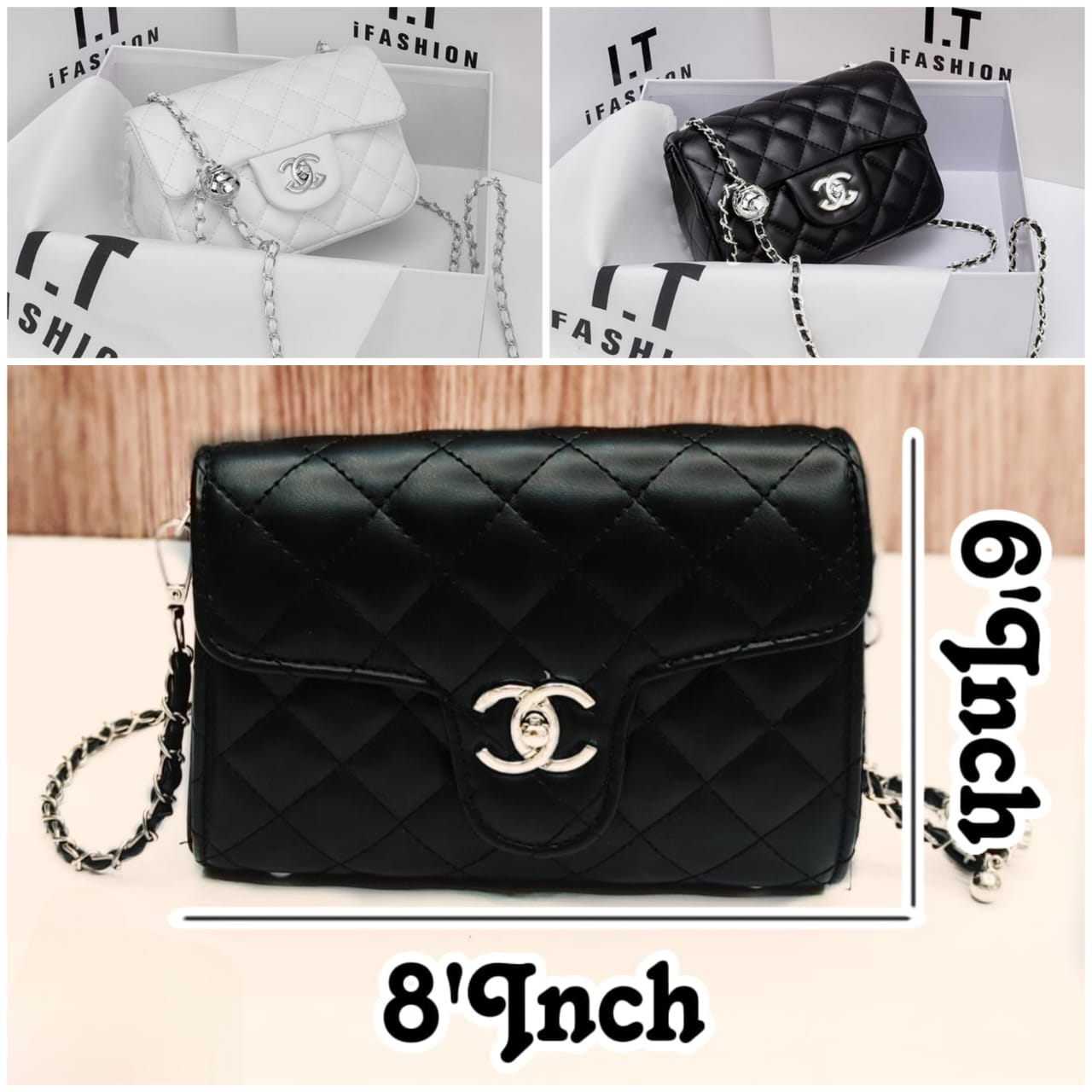 Premium Quality Chanel High Cross Body Bag with Stunning Chain (Black)