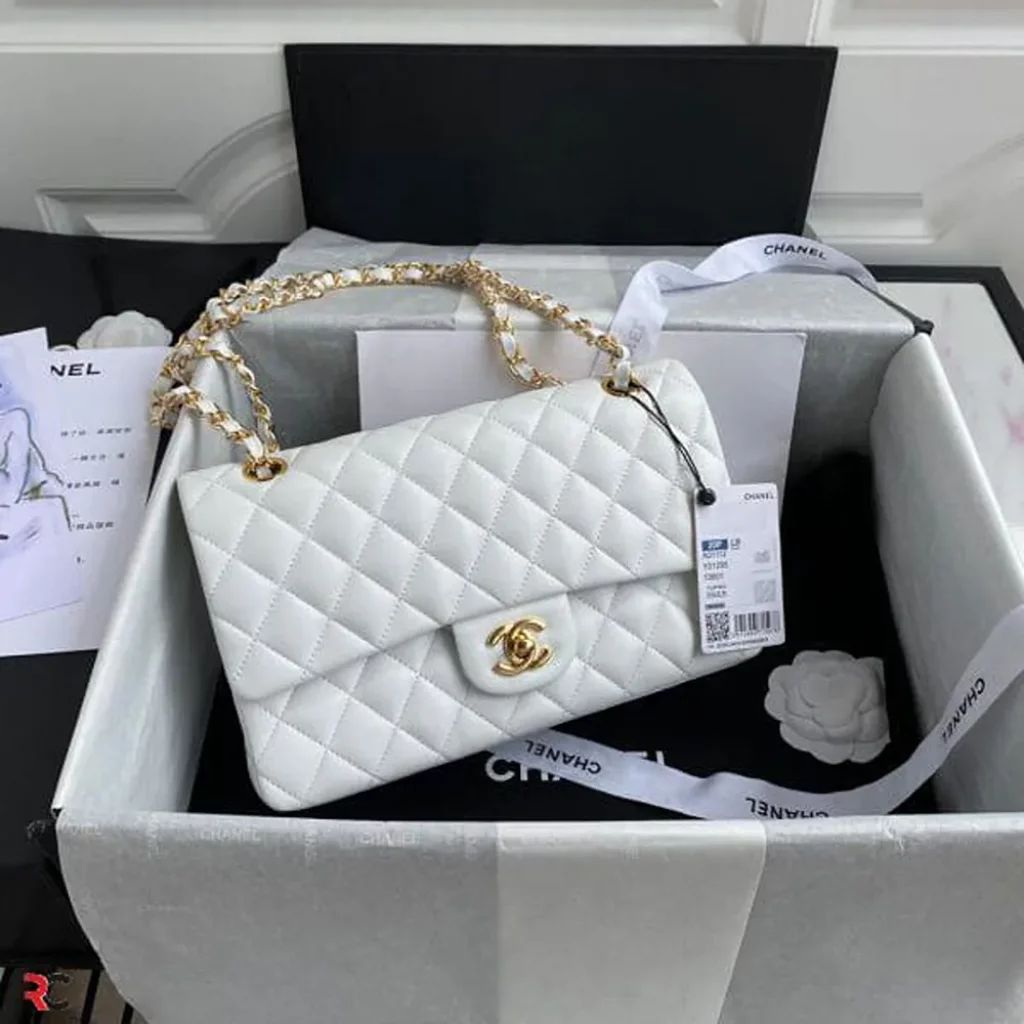 CHANEL Classic Double Flap Women’s Bag - Medium Size, Iconic Elegance (White)