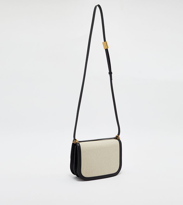 CHARLES & KEITH ICONS Charlot Canvas Crossbody Bag (White/Black)