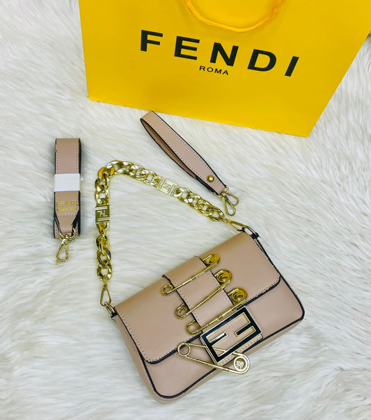 Fendi Premium Quality Crossbody Bag with Long Belt (Brown)