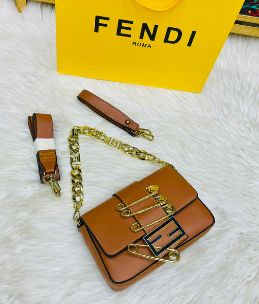 Fendi Premium Quality Crossbody Bag with Long Belt (Brown 2)