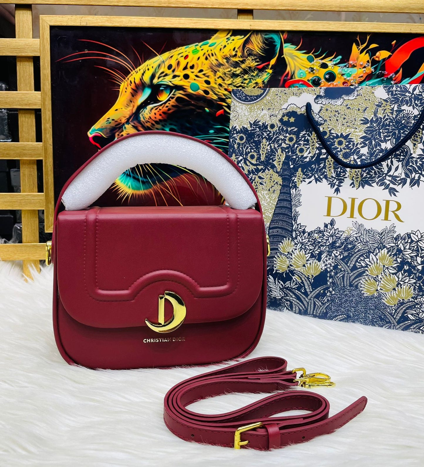 Dior Mini Luxurious Handbag - A Must-Have Women Bag (Maroon 2)