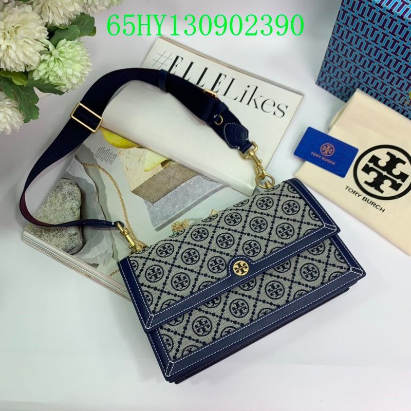 Tory Burch Fleming Small Leather Tote – Elegant Women's Bag with Logo Detail (Blue)