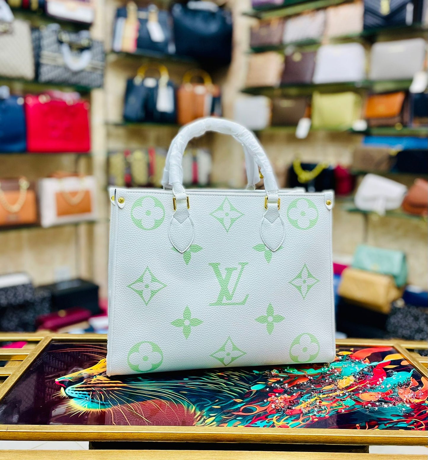 Louis Vuitton On The Go Medium Women’s Bag (White/Green)