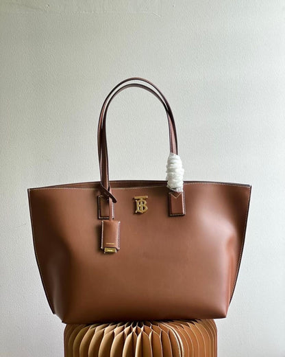 Burberry TB Smooth Leather Tote Bag - Luxury Women Bag (Brown 1)
