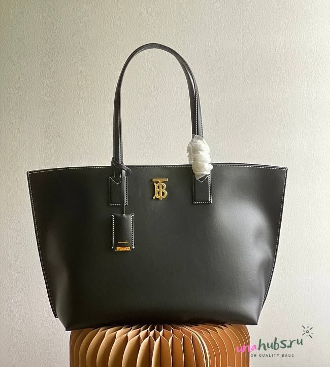 Burberry TB Smooth Leather Tote Bag - Luxury Women Bag (Black)