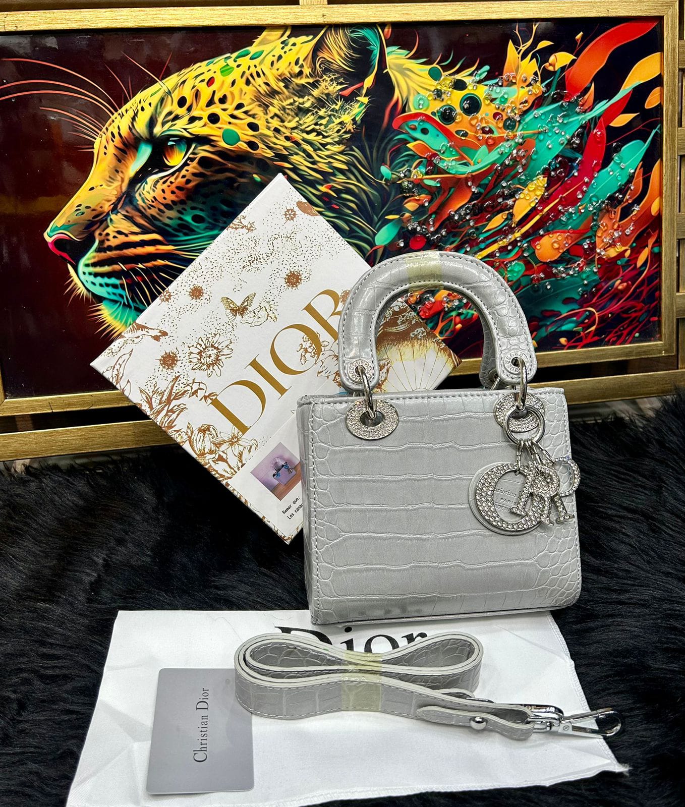 Mini Dior Women’s Bag - AAA Premium Quality, With Box & Accessories (Grey)