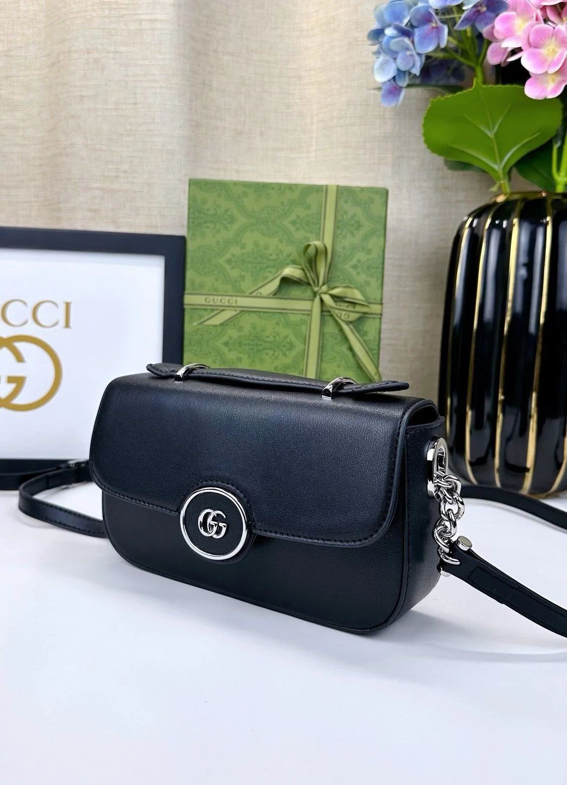 GUCCI Petite GG Mini Shoulder Bag (Black)