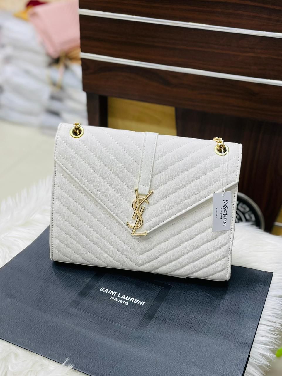 YSL Women's Bag - Iconic Luxury with Timeless Elegance (White)