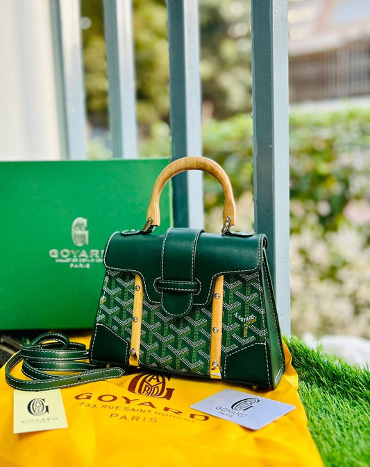 Luxury Women Bag - Goyard-Inspired Premium Quality Bag with Branded Packaging (Green)