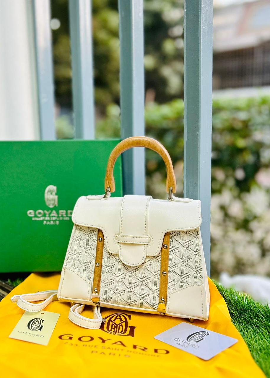 Luxury Women Bag - Goyard-Inspired Premium Quality Bag with Branded Packaging (White)