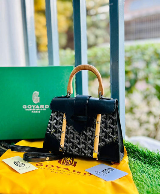 Luxury Women Bag - Goyard-Inspired Premium Quality Bag with Branded Packaging (Black)