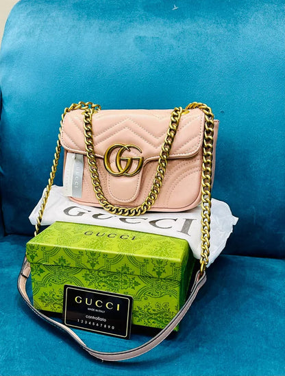 Luxury Women Bag - Gucci Marmont-Inspired Handbag (Pink)