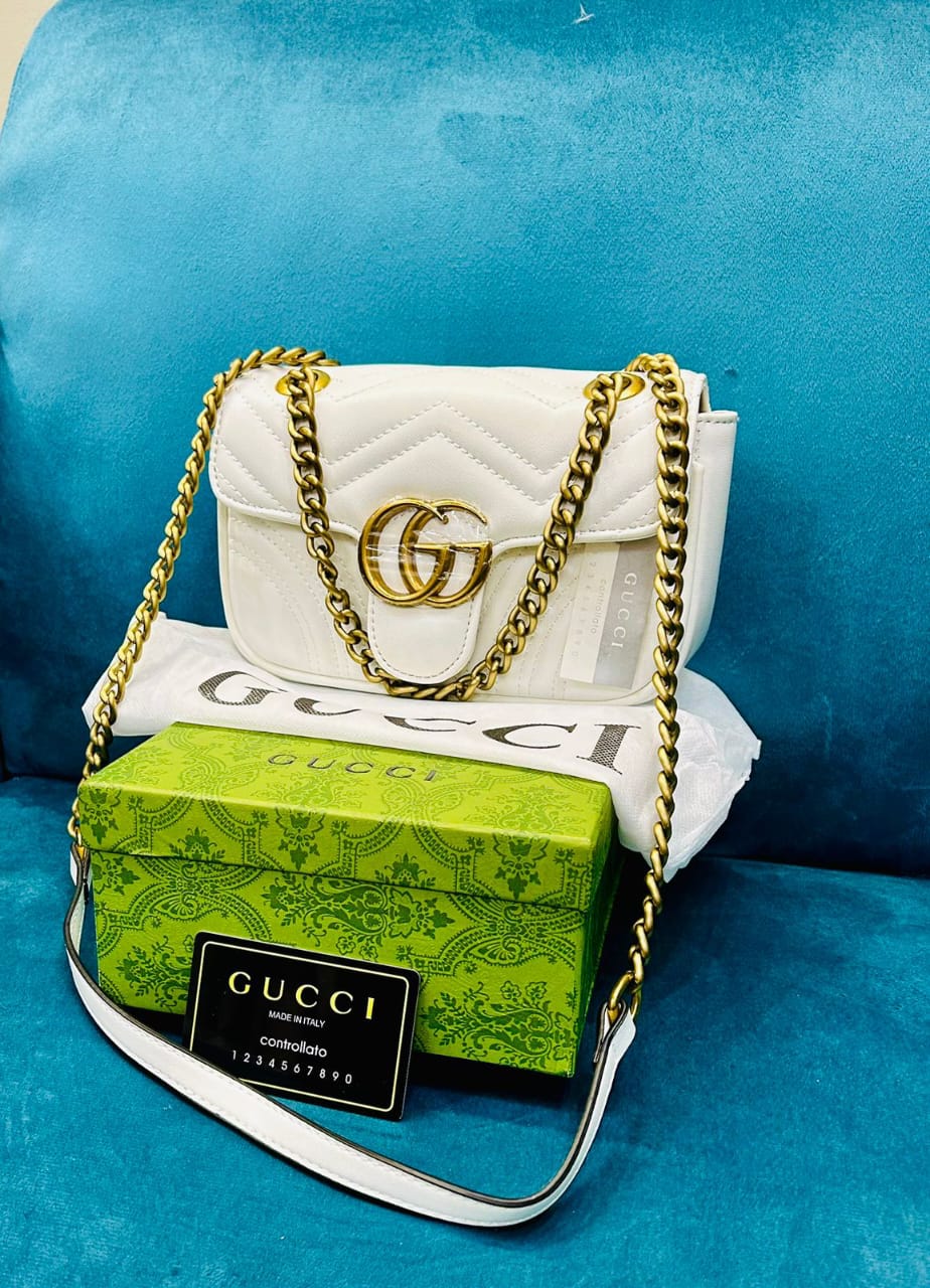 Stylish Women Bag - Gucci-Inspired Marmont Master Copy in AAA Quality (White)