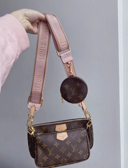 Premium Louis Vuitton Bag with Dust Bag, Card & Box (Pink Strap)