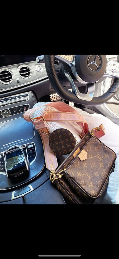 Premium Louis Vuitton Bag with Dust Bag, Card & Box (Pink Strap)