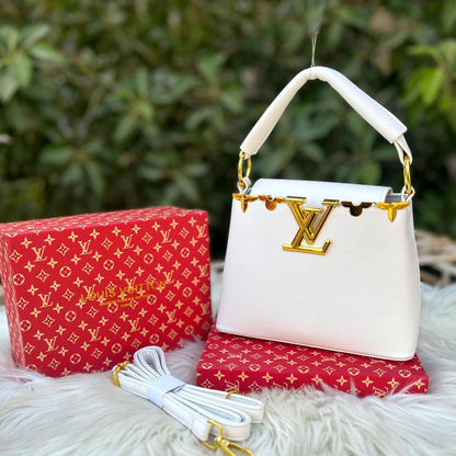 Louis Vuitton Mini Capucines Handbag with Long Belt (white)