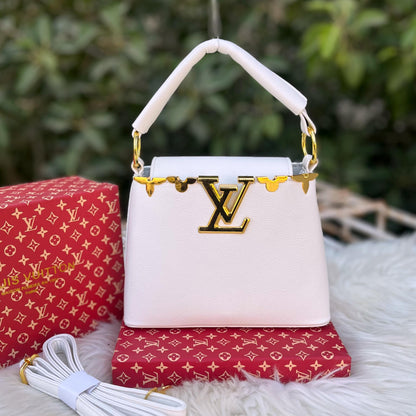 Louis Vuitton Mini Capucines Handbag with Long Belt (white)