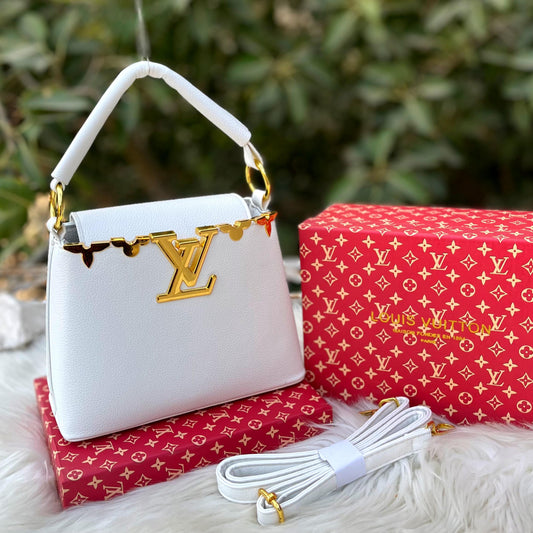 Louis Vuitton Mini Capucines Handbag with Long Belt (white)