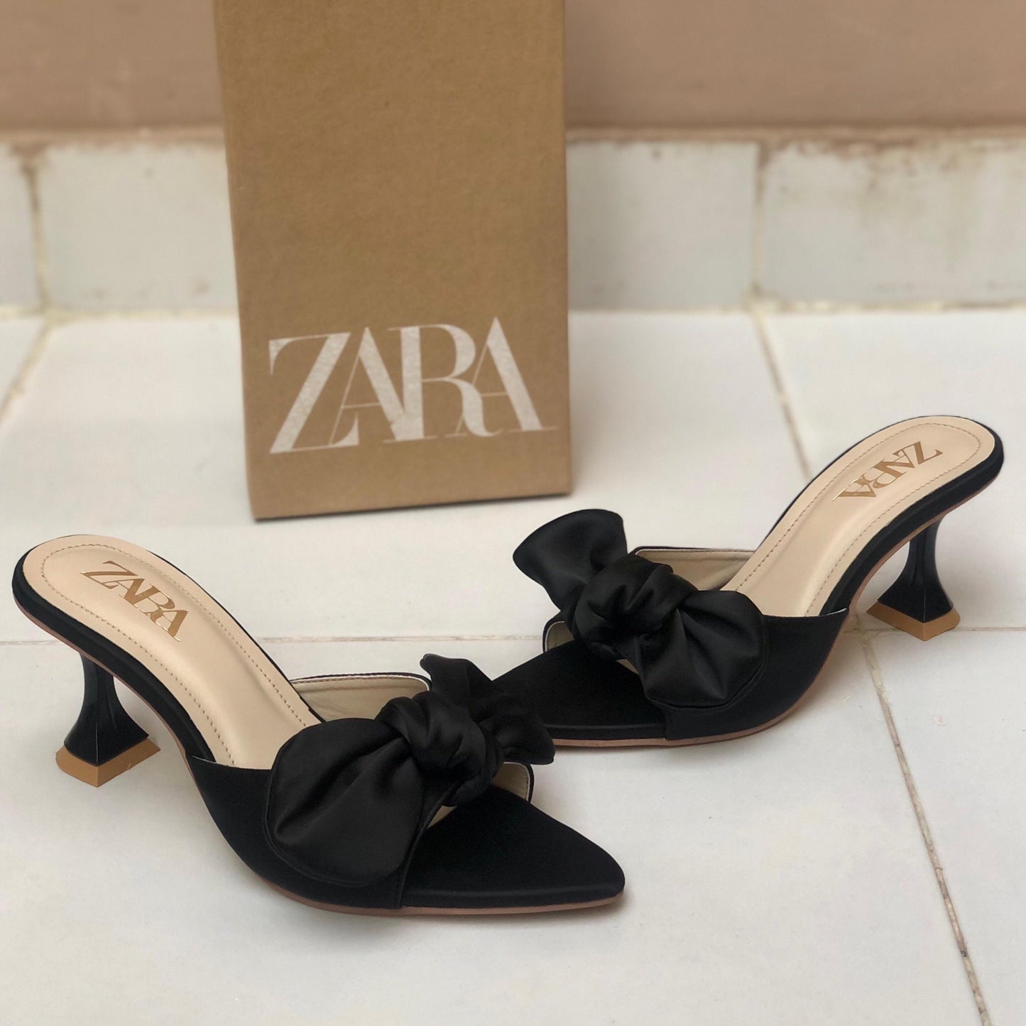 Zara Bow Heels – Elegant Women’s Footwear  (Black)