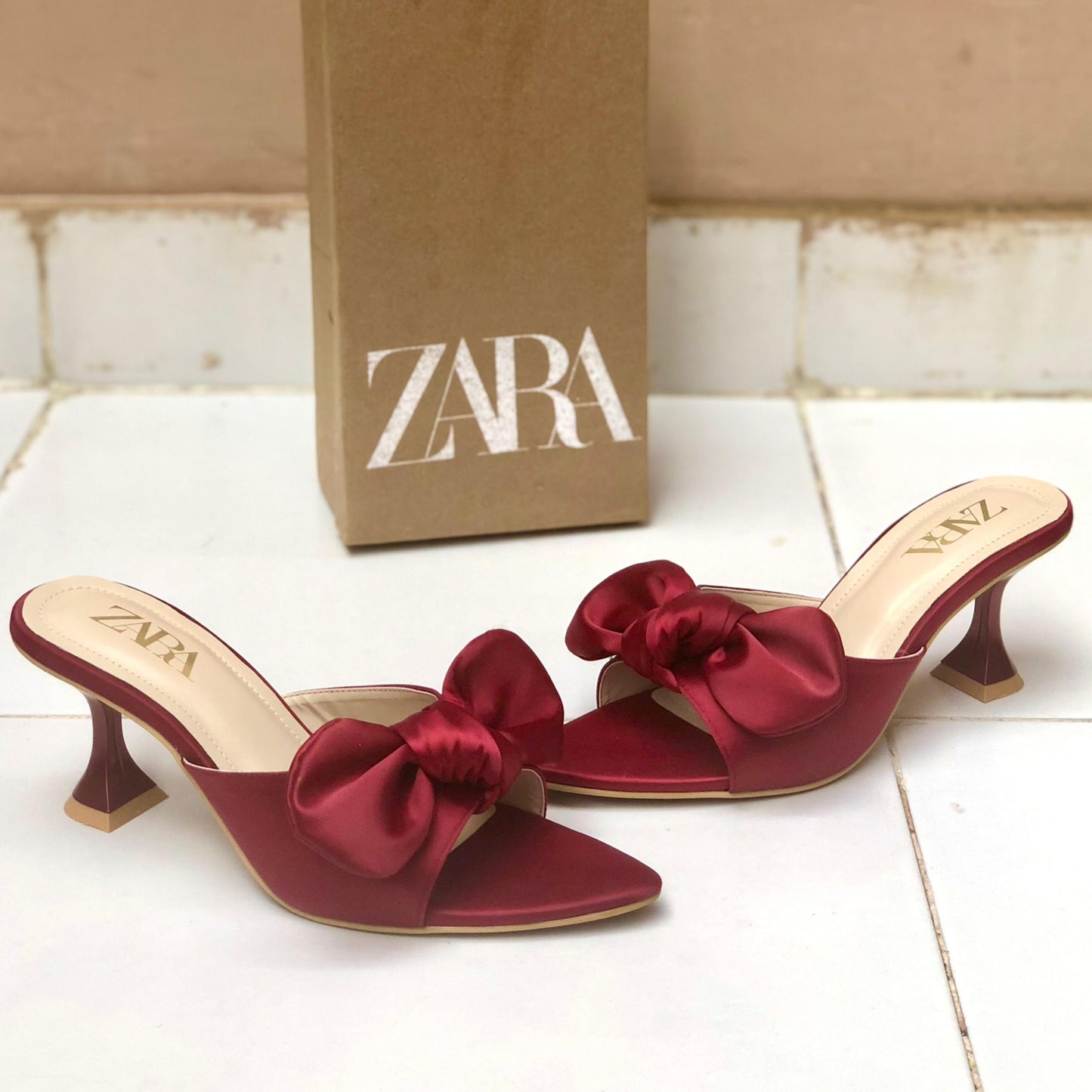 Zara Bow Heels – Elegant Women’s Footwear  (red)