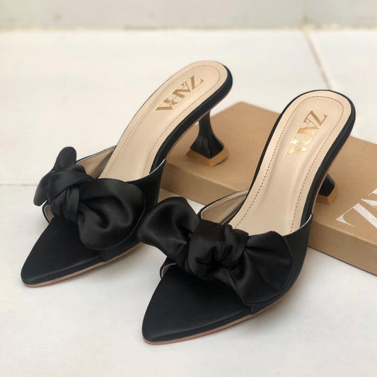 Zara Bow Heels – Elegant Women’s Footwear  (Black)