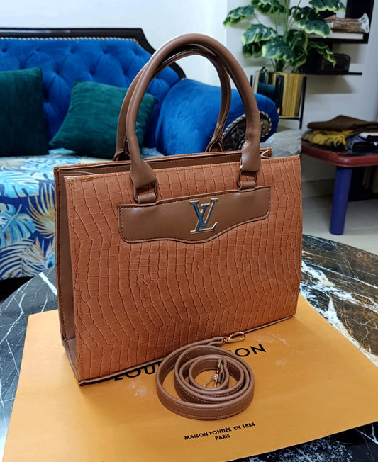 New Arrival - High-Quality LV Bag in Crocodile Shine Material (brown)