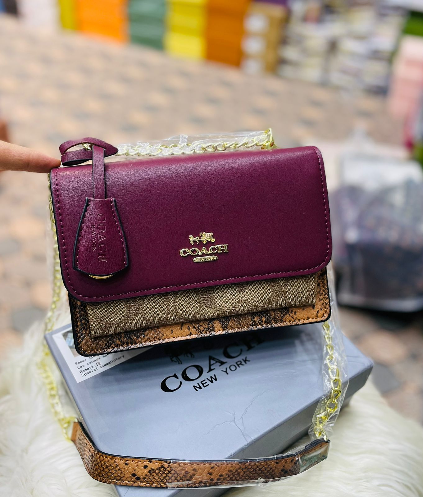 Premium Quality Coach Crossbody Bag (brown/purple)