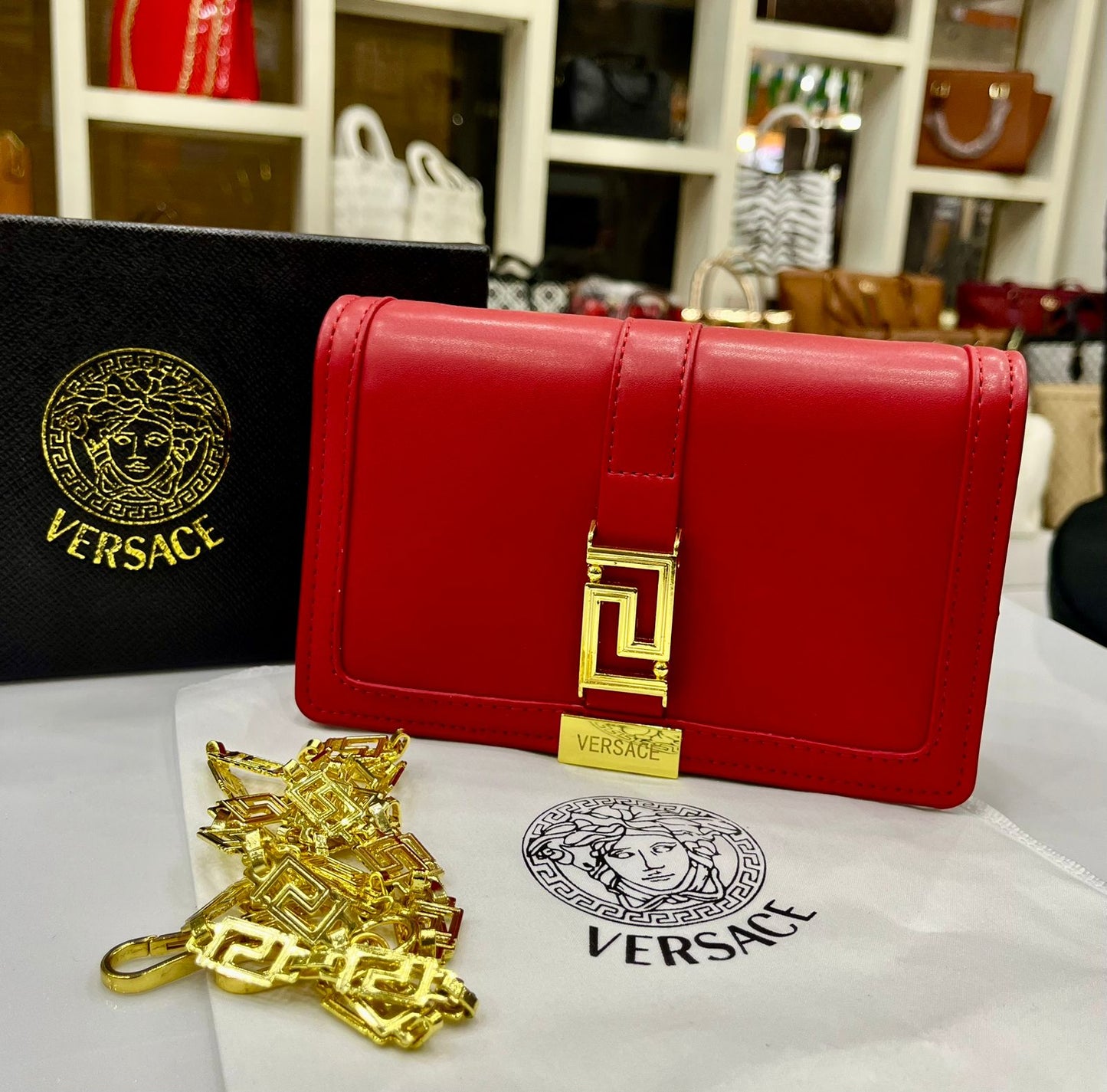 VERSACE Premium Crossbody Bag – Luxury with Brand Accessories (red)