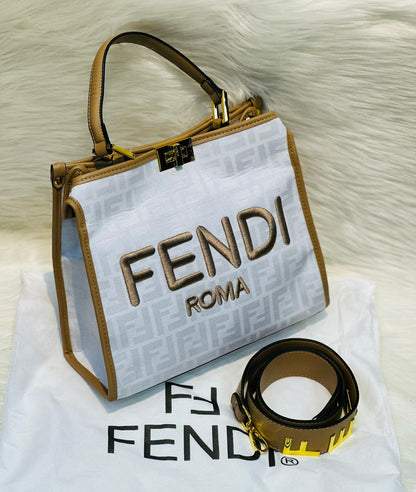 Fendi Tote Bag with Premium Features (brown/white)
