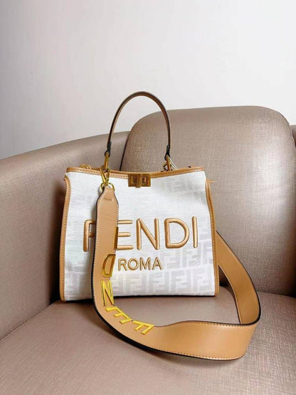 Fendi Tote Bag with Premium Features (brown/white)