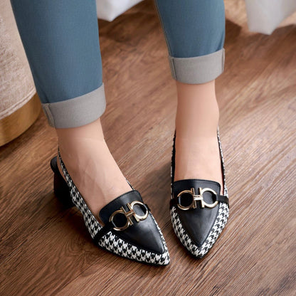 Zara Check Block Heel - Stylish Women’s Footwear  (Black)