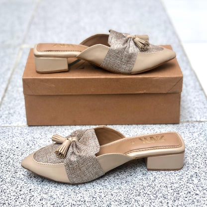 ZARA Block Heel Pumps (gold)