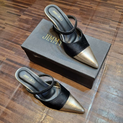 Jimmy Choo -High Quality Pointed Toe Heels (black/gold)