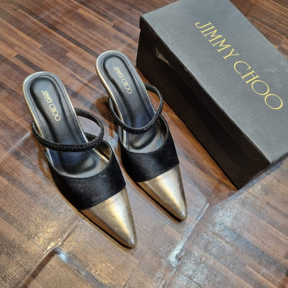 Jimmy Choo -High Quality Pointed Toe Heels (black/gold)
