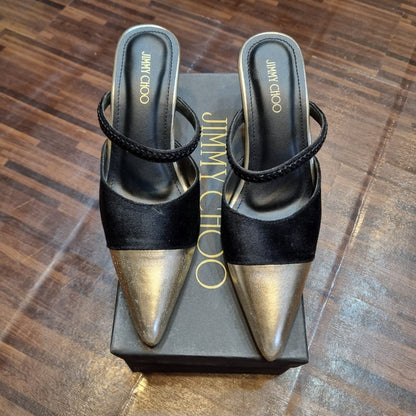 Jimmy Choo -High Quality Pointed Toe Heels (black/gold)