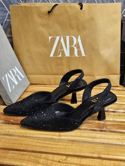 Zara Rhinestone Heel (black)